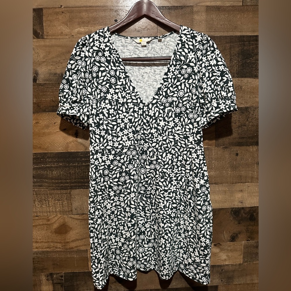 Boden 8 8P Floral Dress Womens Dark Green Short Sleeve